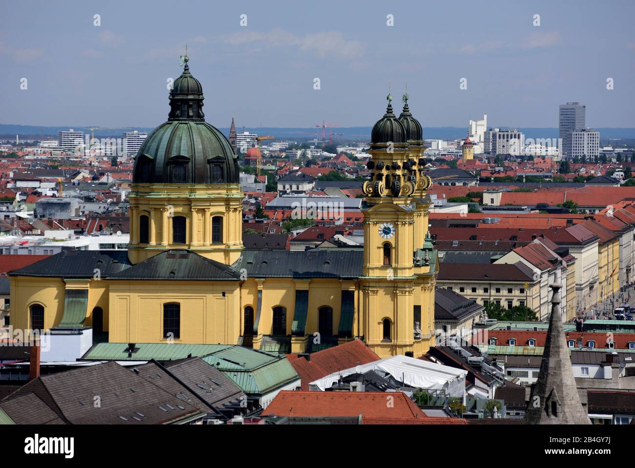 Europe, Germany, Bavaria, Munich, Odeonsplatz, Theatinerkirche from 1663, St. Cajetan, founder of the Theatinerordens, Stock Photo