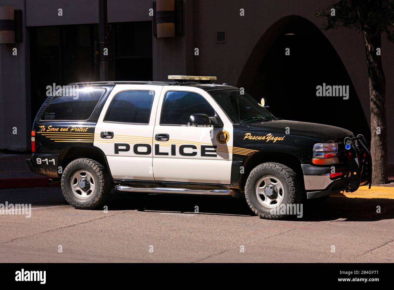 Pascua Yaqui Indian Nation Police Patrol vehicle parked in downtown Tucson, AZ Stock Photo