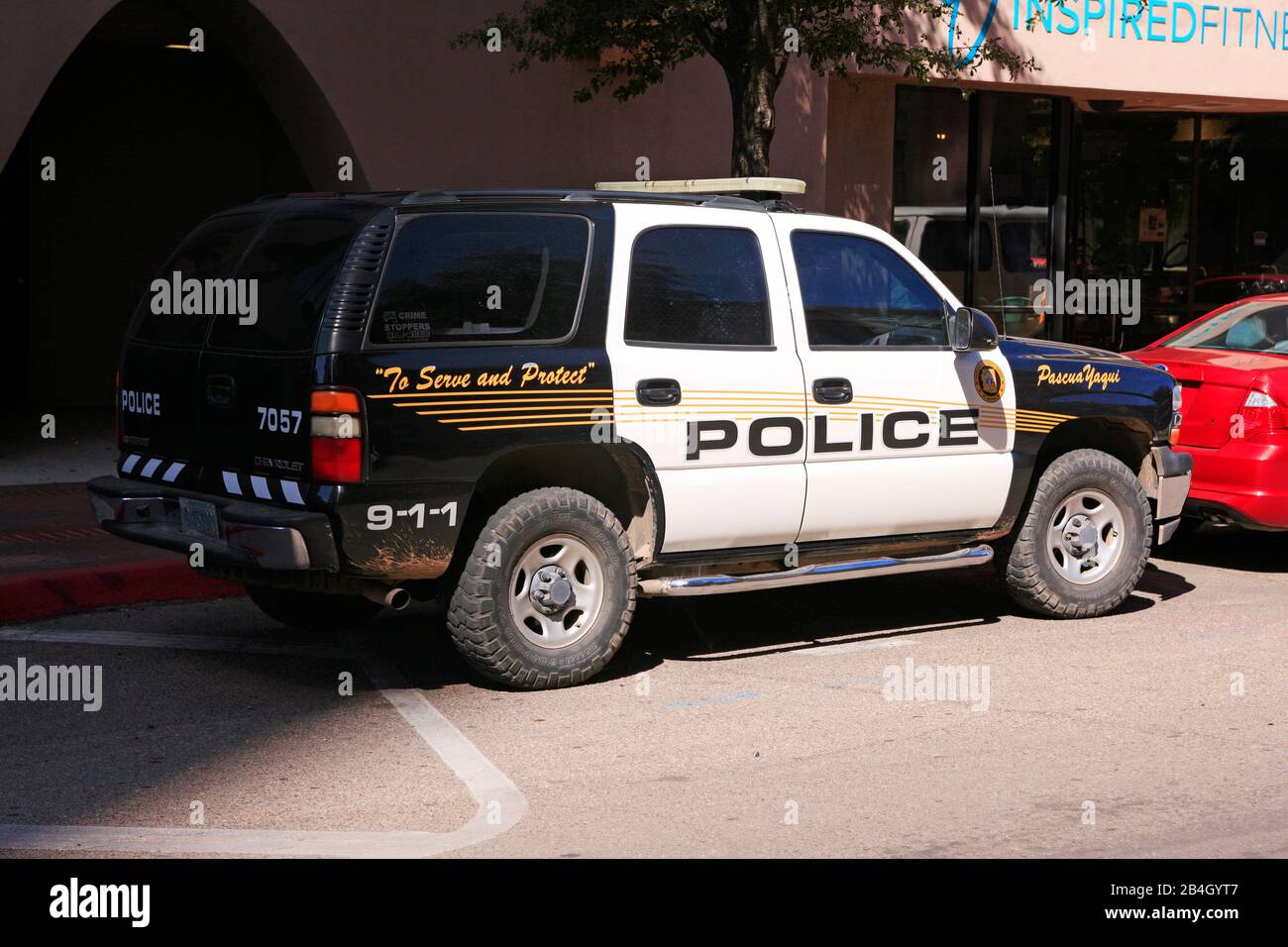 Pascua Yaqui Indian Nation Police Patrol vehicle parked in downtown Tucson, AZ Stock Photo