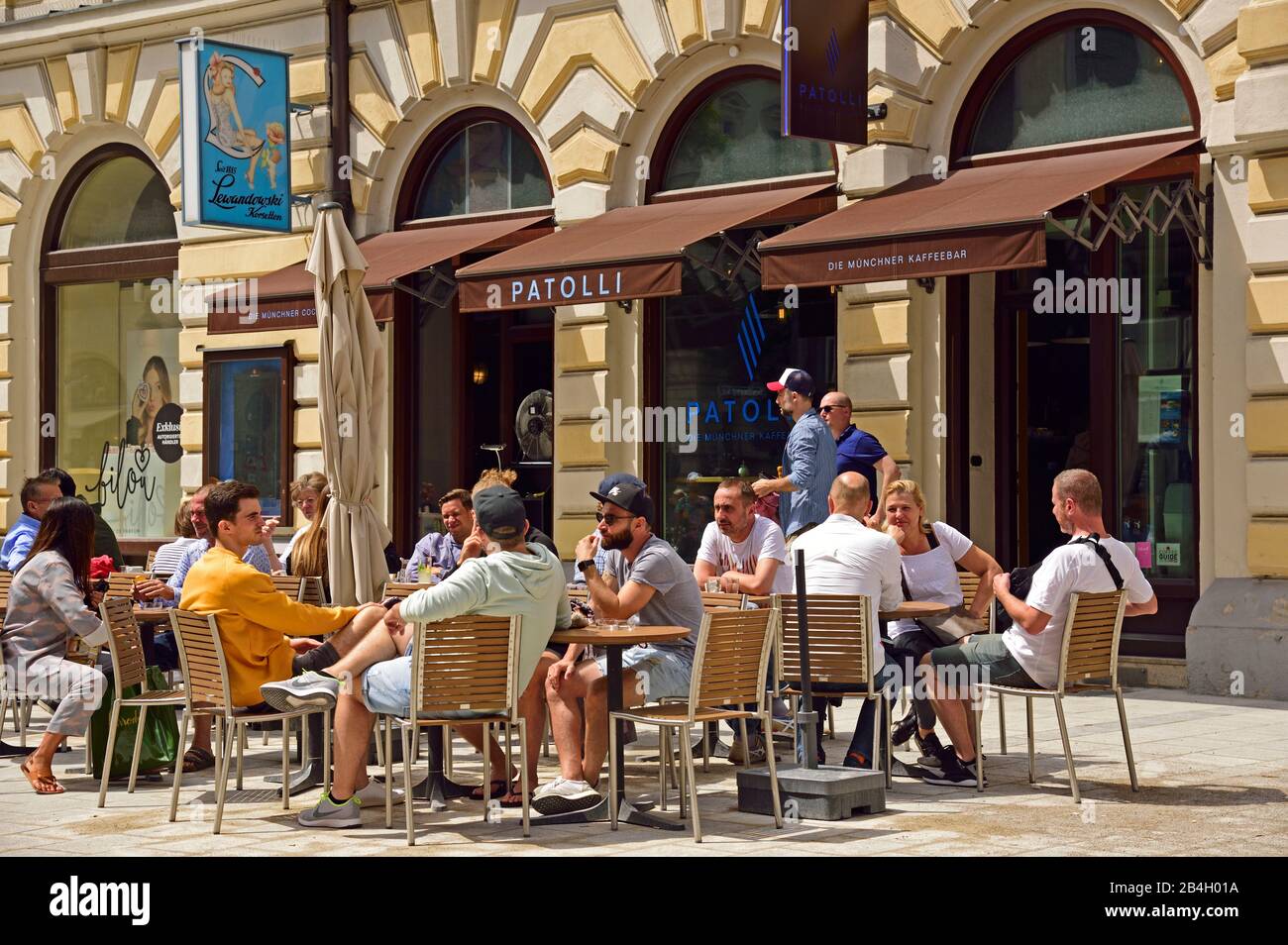 Europe, Germany, Bavaria, Munich, Old Town, Sendlinger Strasse, Old Town Houses, Patolli, The Munich Coffee Bar, Stock Photo