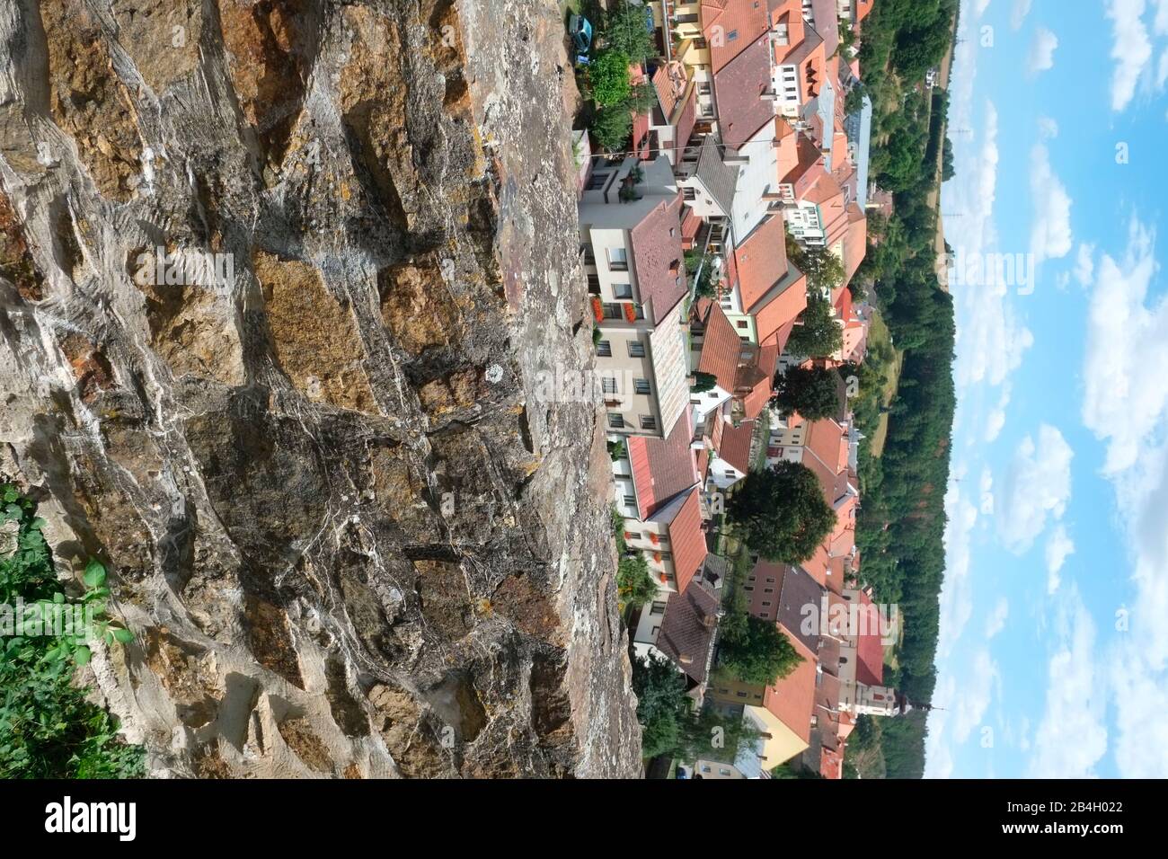 Bird's eye view of Brtnice, a town in the VysoÄina Region of the Czech Republic Stock Photo