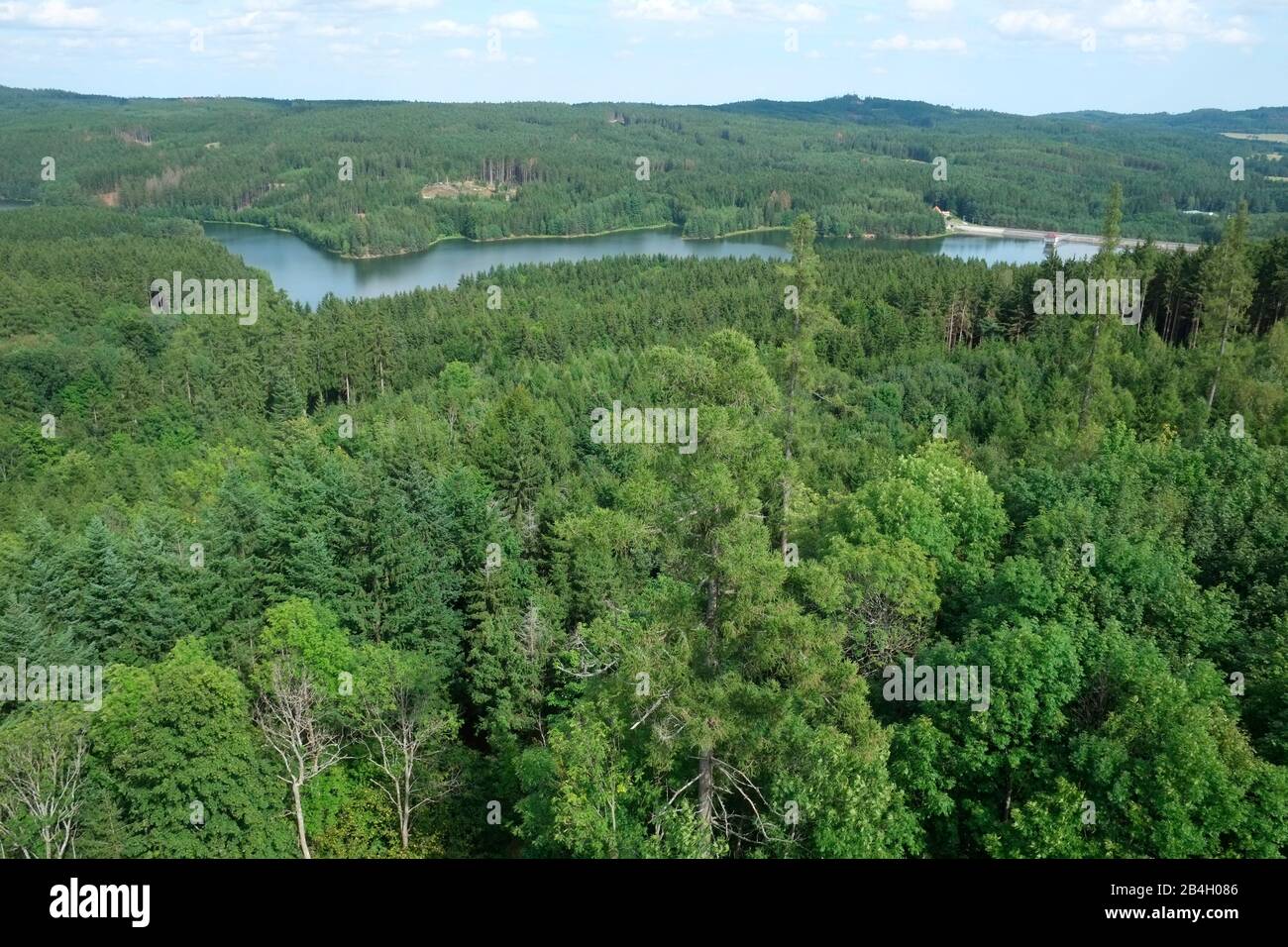 Landstejn water reservoir, in the midsts of Czech Canada, supplies drinking water to several townships including Slavonice an d Dacice Stock Photo