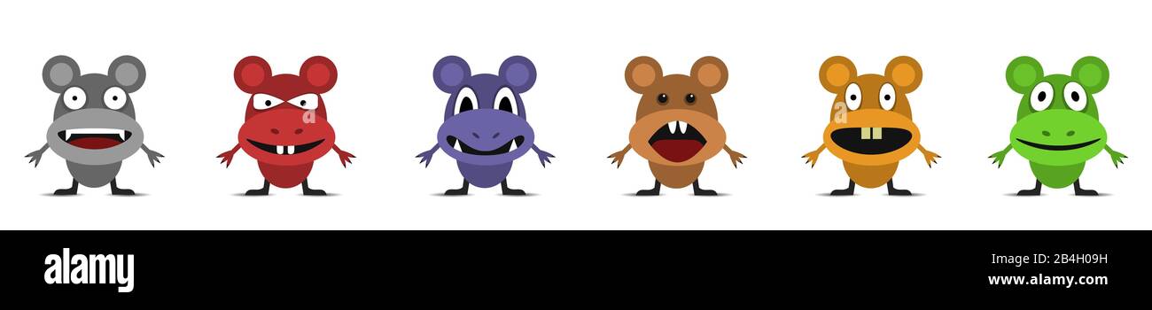Cute monster set. Funny cartoon monsters, Vector Stock Vector