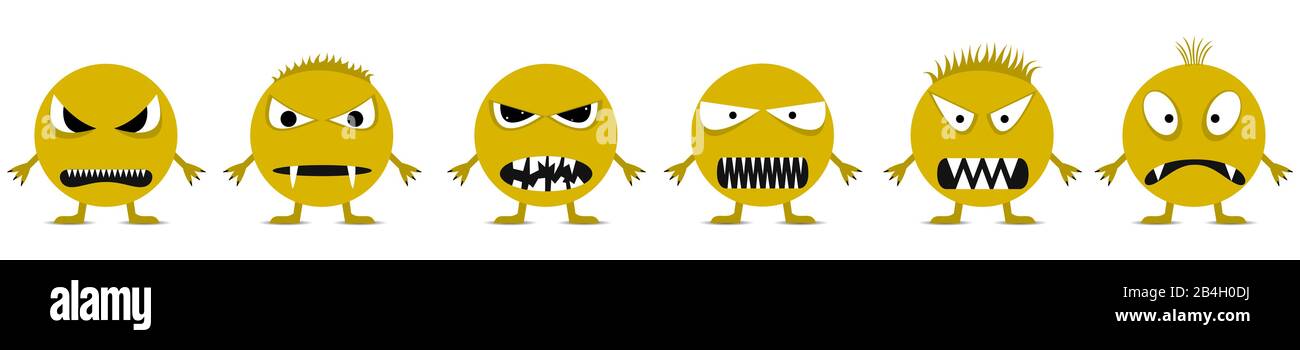 Angry Smiley face icons. Mad wicked cartoon emoticons Stock Vector