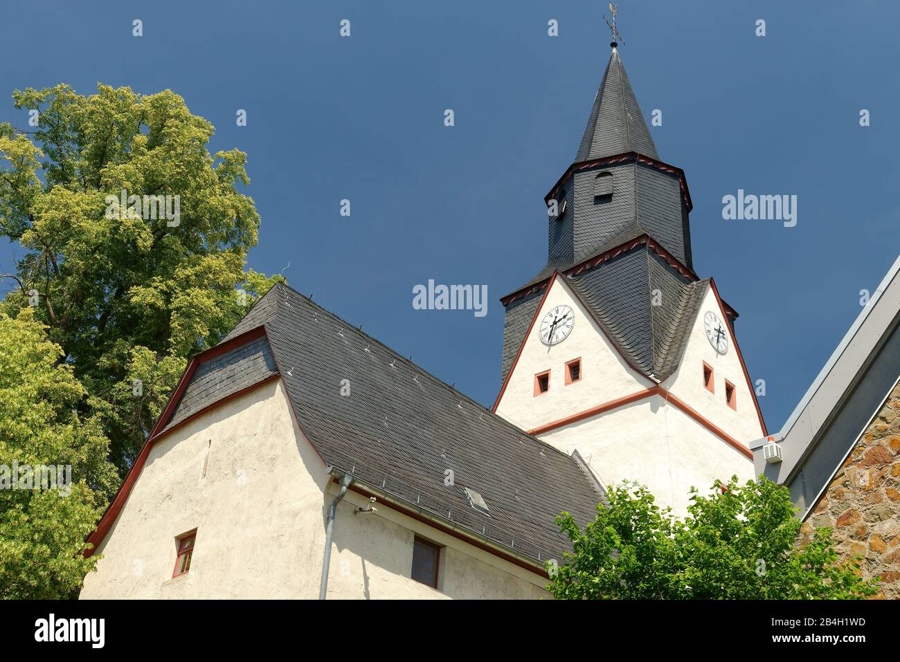 View of the Evangelical Church of Heuchelheim, Gießen, Hesse, Germany Stock Photo