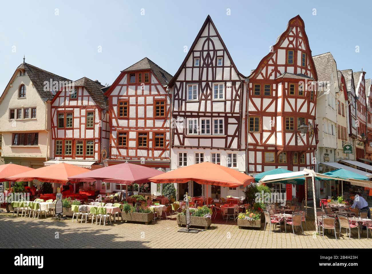 Half-timbered houses at Bischofsplatz, Limburg an der Lahn, Hesse, Germany Stock Photo
