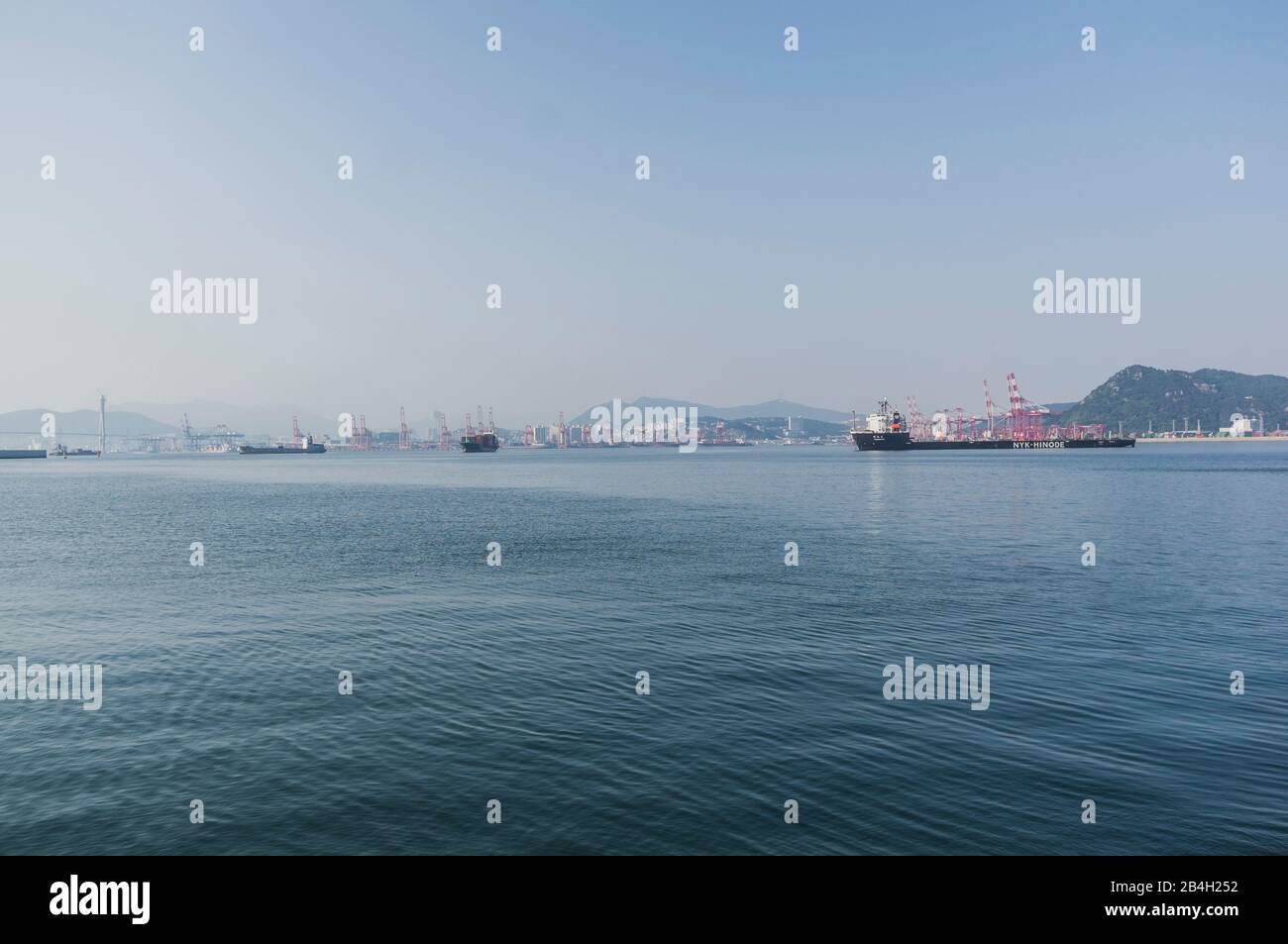 Sea, Harbors, Ship, Container, Cargo Ship, Busan, Korea Stock Photo