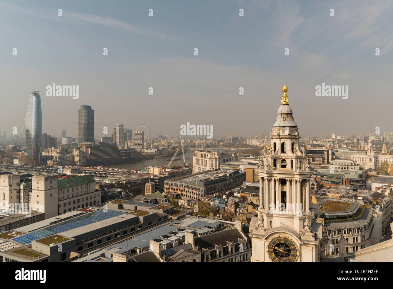 London, from above, Thames, Blackfriars Bridge, St Paul's Cathedral Stock Photo