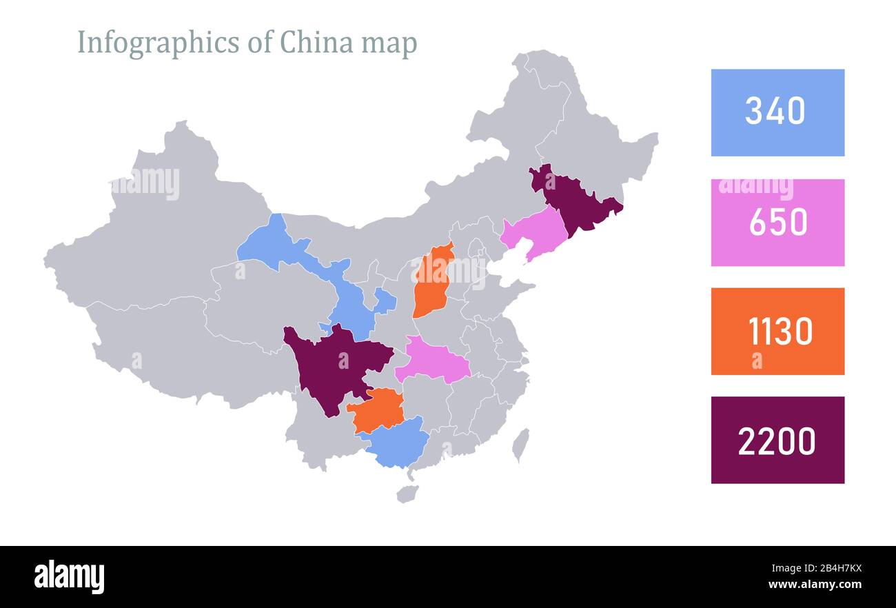 Infographics of China map, administrative divisions, vector Stock Vector