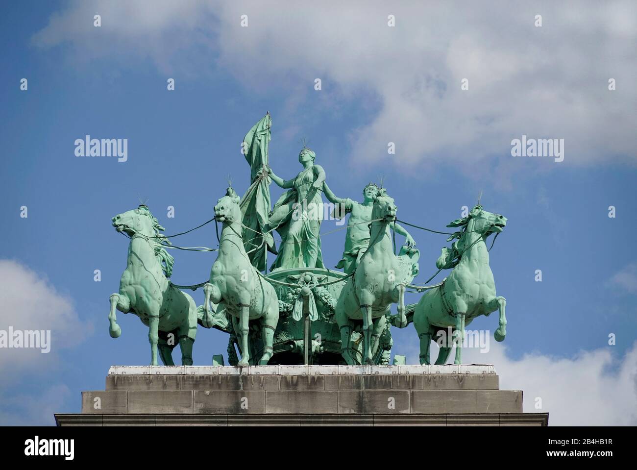 Europe, Belgium, Brussels, Parc du Cinquantenaire, Jubilee Park, Triumphal Arch, Quadriga, bronze, detail Stock Photo