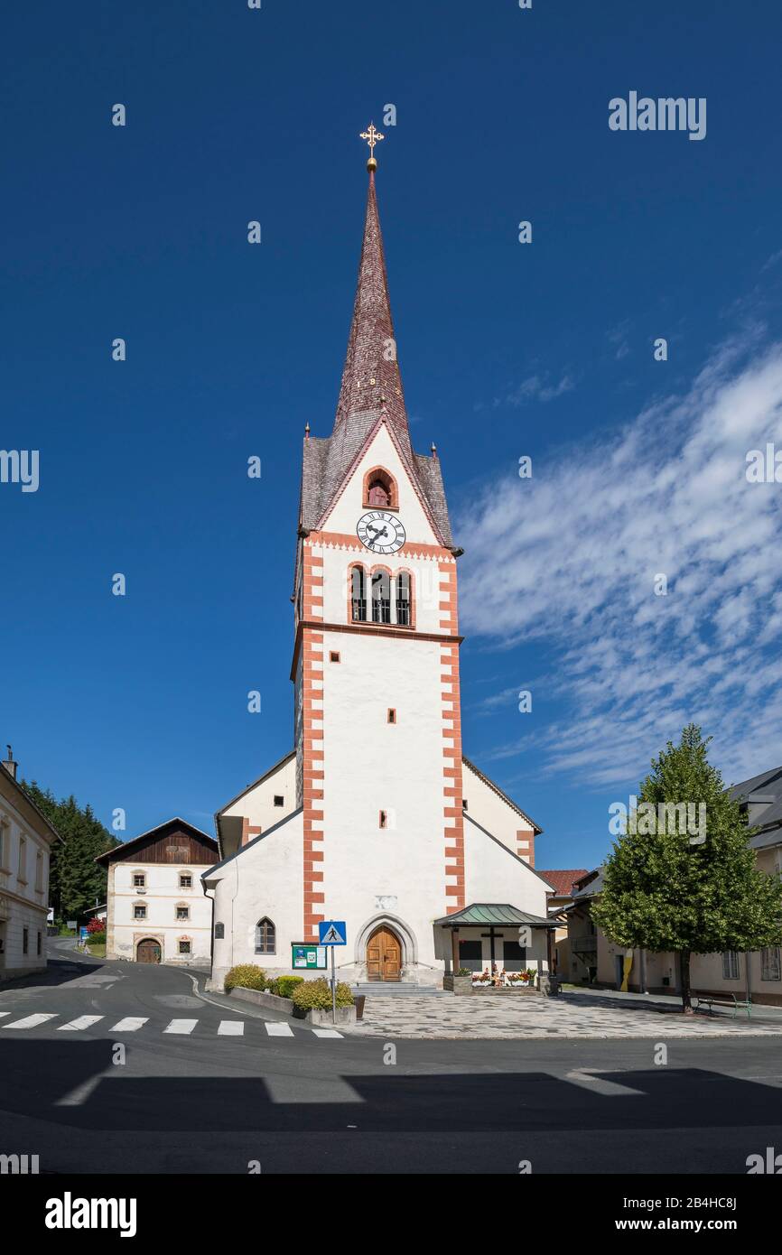Die Markuskirche in Mauthen, Kötschach-Mauthen, Bezirk Hermagor, Kärnten, Österreich Stock Photo