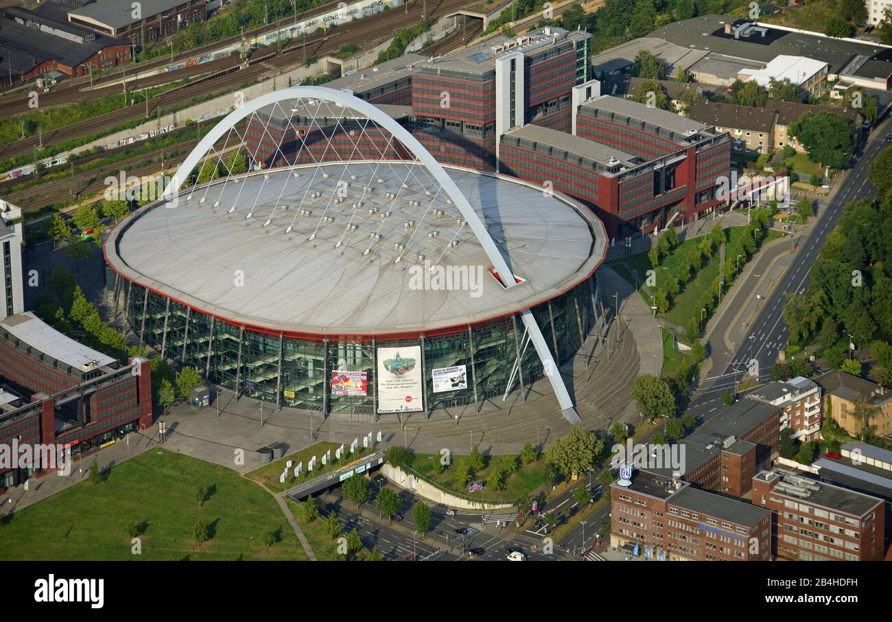 , Lanxess Arena (Koeln Arena) on Willy-Brandt-Platz, 31.08.2008, aerial