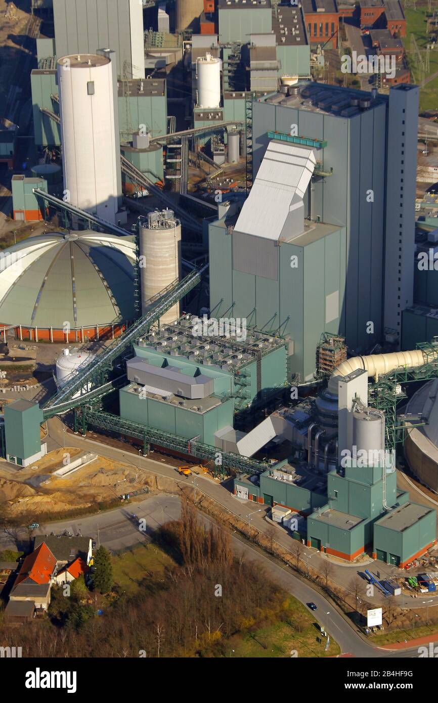, power station Duisburg Walsum, 20.03.2011, aerial view, Germany, North Rhine-Westphalia, Ruhr Area, Duisburg Stock Photo