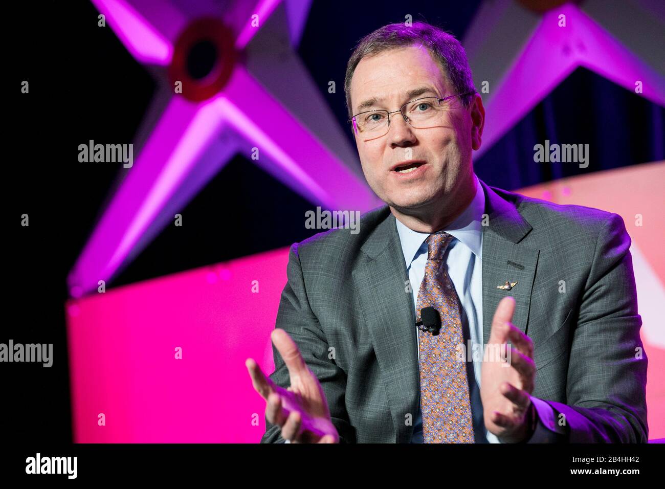 Bradley Tilden, Chairman, President, and Chief Executive Officer, Alaska Air Group, Inc., speaks at the U.S. Chamber of Commerce Aviation Summit in Wa Stock Photo