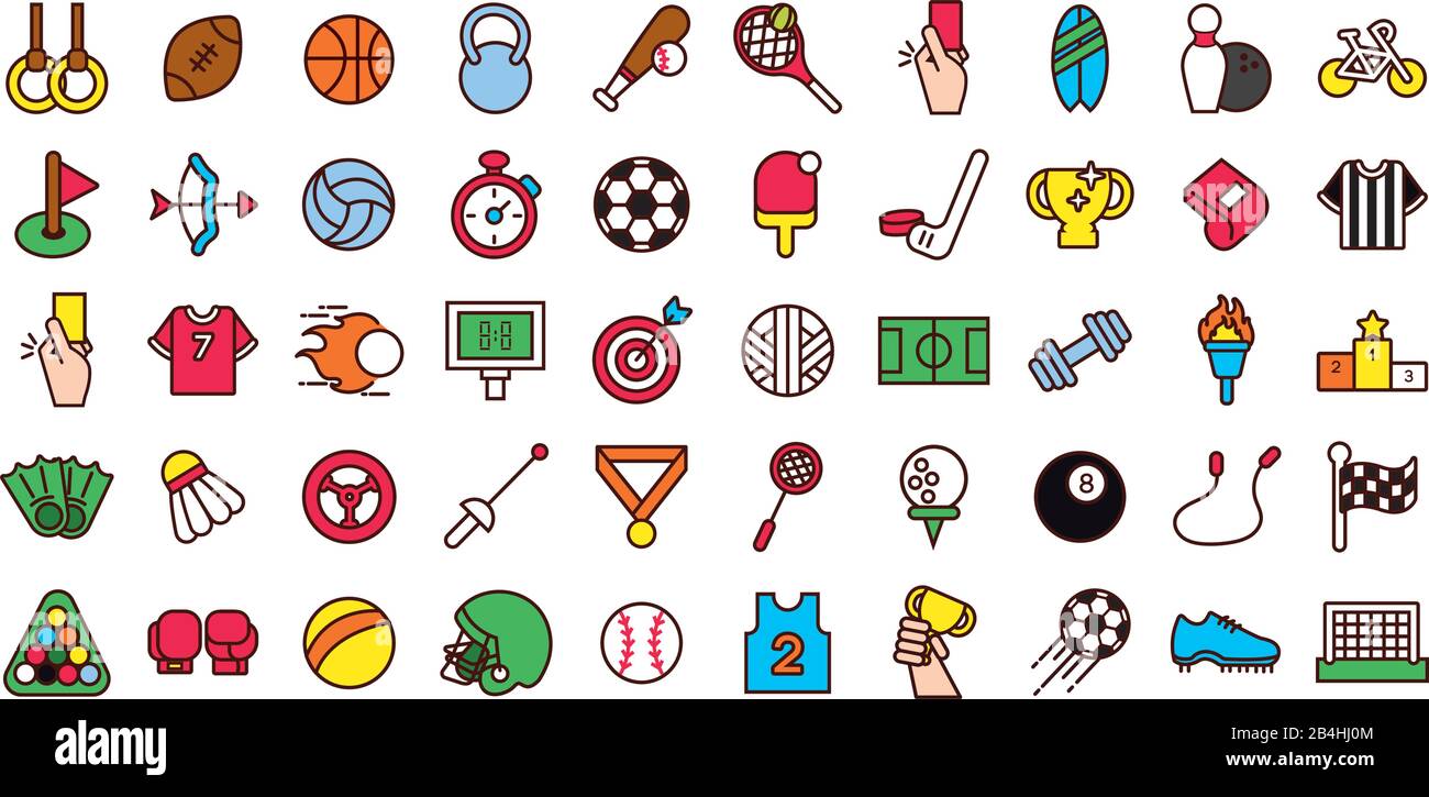 bundle of sports set line and fill icons Stock Vector Image & Art - Alamy