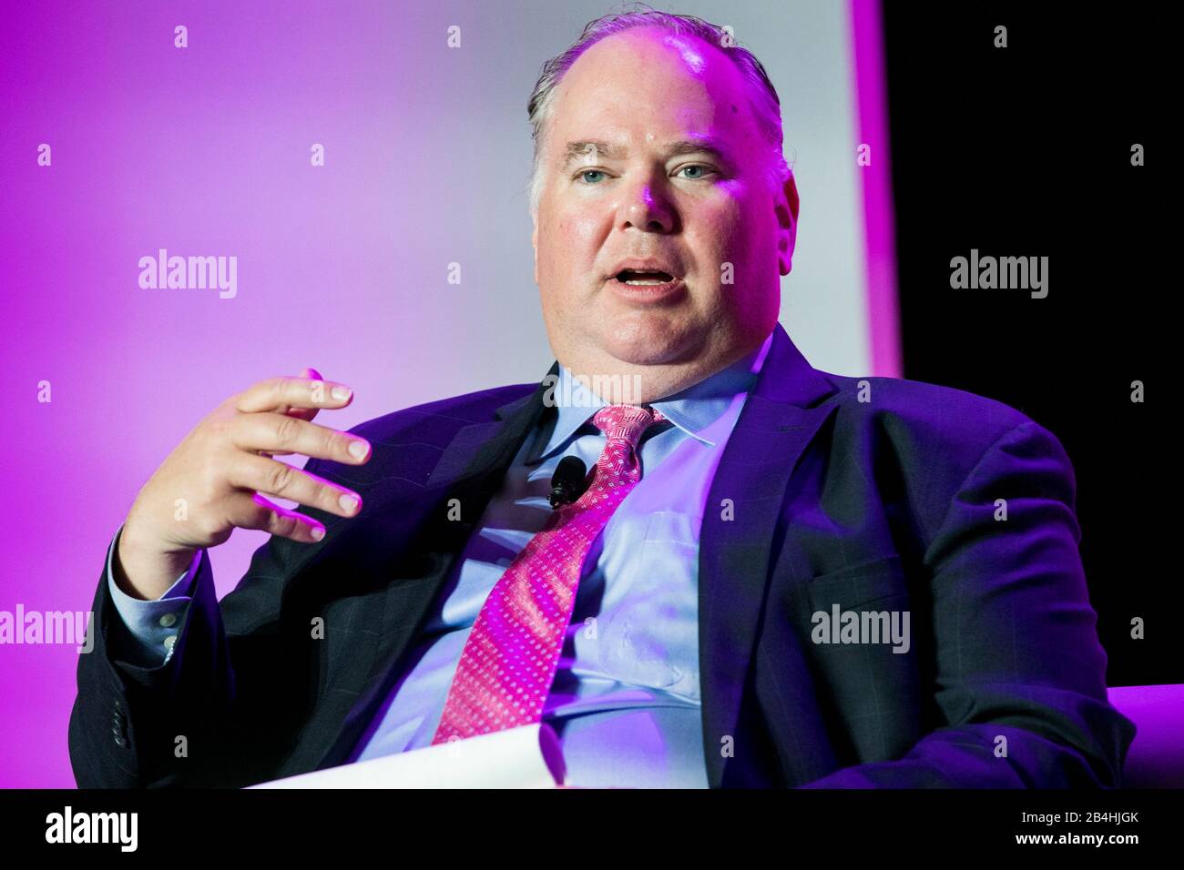 Barry Biffle, President and Chief Executive Officer, Frontier Airlines, speaks at the U.S. Chamber of Commerce Aviation Summit in Washington, D.C. on Stock Photo