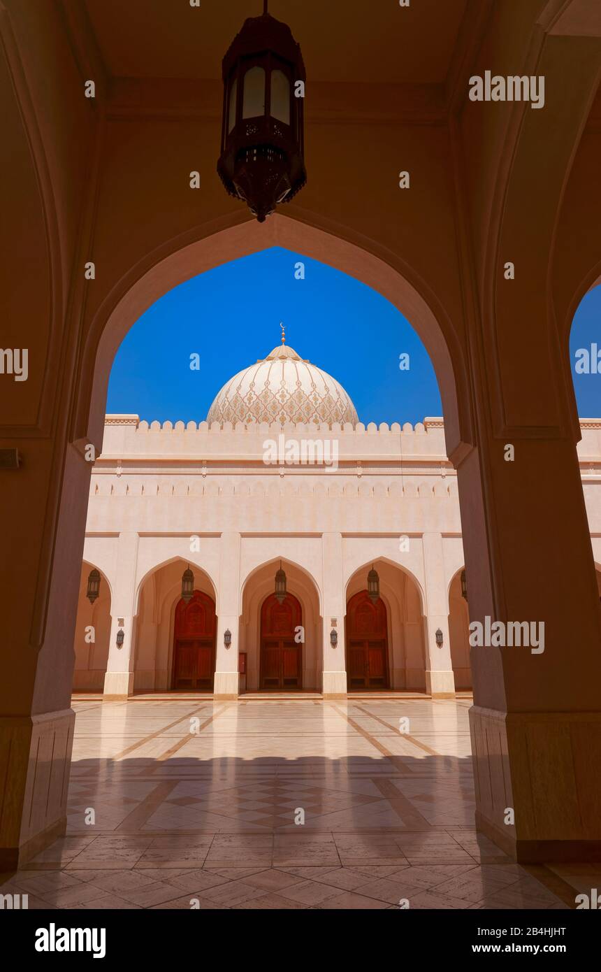 Oman, Sultan Qaboos Mosque, entrance, courtyard, Salalah Stock Photo