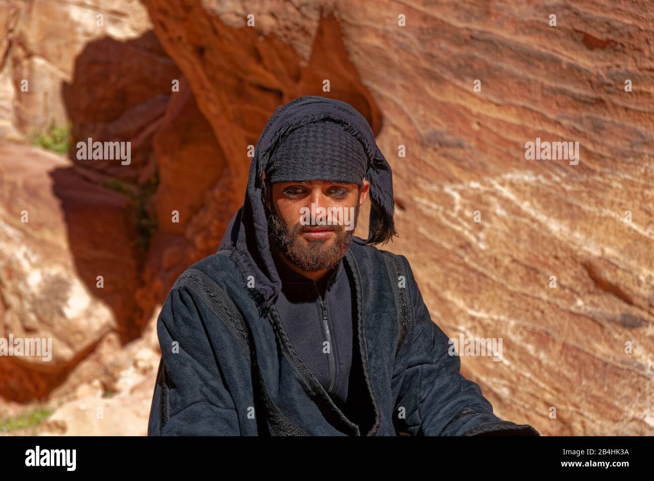 Jordan, Bedouins in the rock city Petra Stock Photo