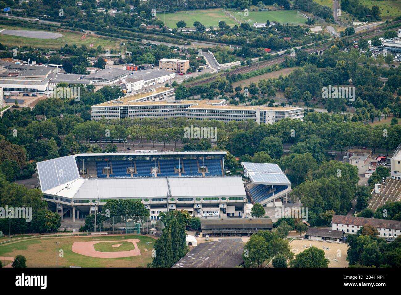 Aerial view of the Carl Benz Stadium in Mannheim, sports ground Stock Photo