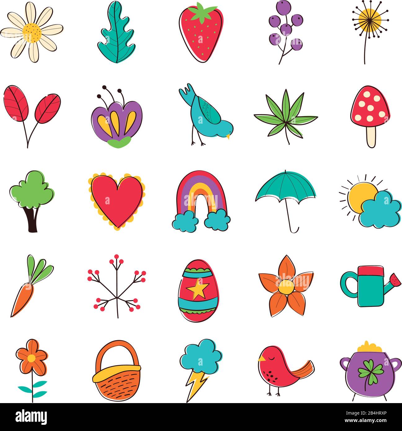 bundle of spring set hand draw icons Stock Vector Image & Art - Alamy