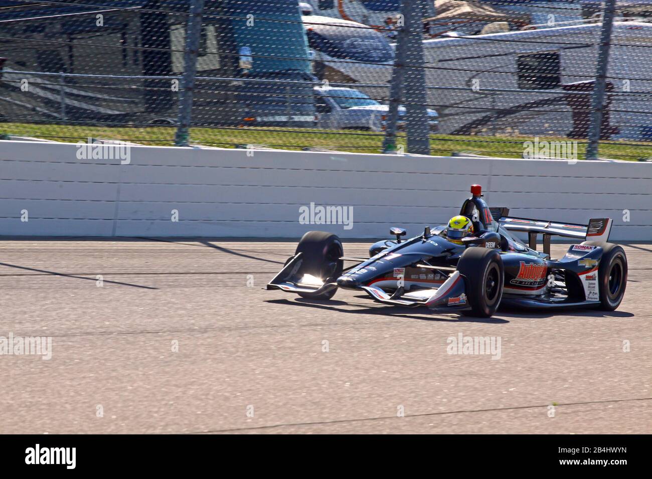 Newton Iowa, July 19, 2019: (Driver) on race track during practice session for the Iowa 300 Indycar race. Stock Photo
