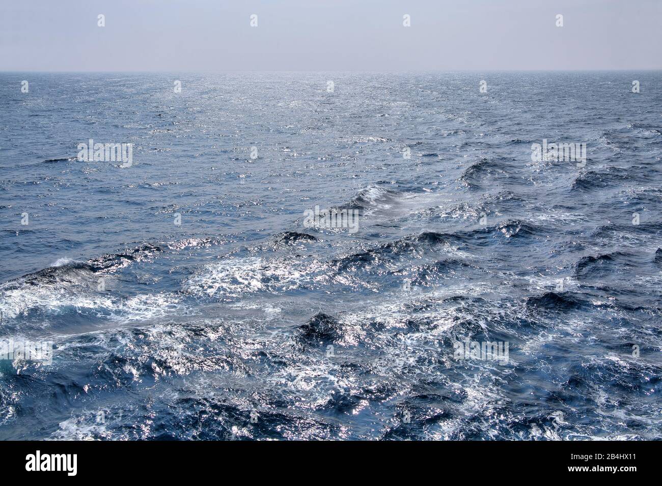 Atlantic Ocean with waves and whitecaps in the Bay of Biscay Stock Photo