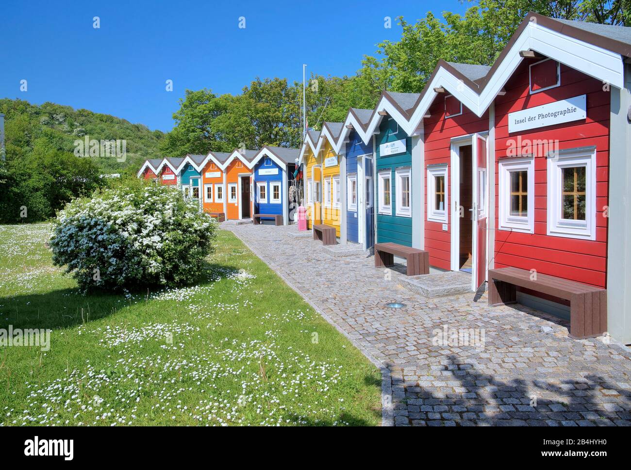 Helgoland Museum with lobster stalls, Heligoland, Heligoland Bay, German Bight, North Sea Island, North Sea, Schleswig-Holstein, Germany Stock Photo