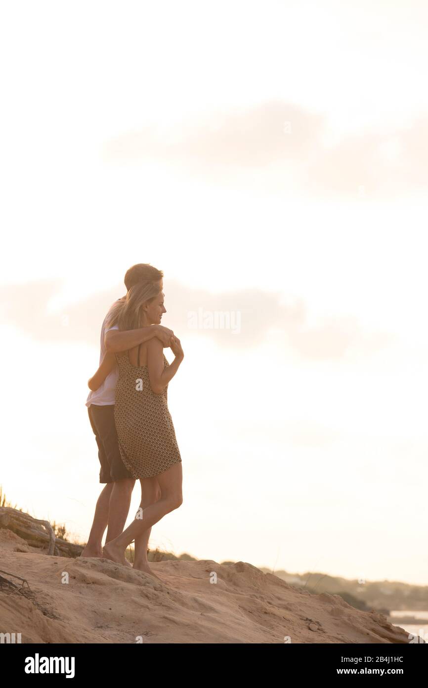 Couple, parents, hug, sea Stock Photo