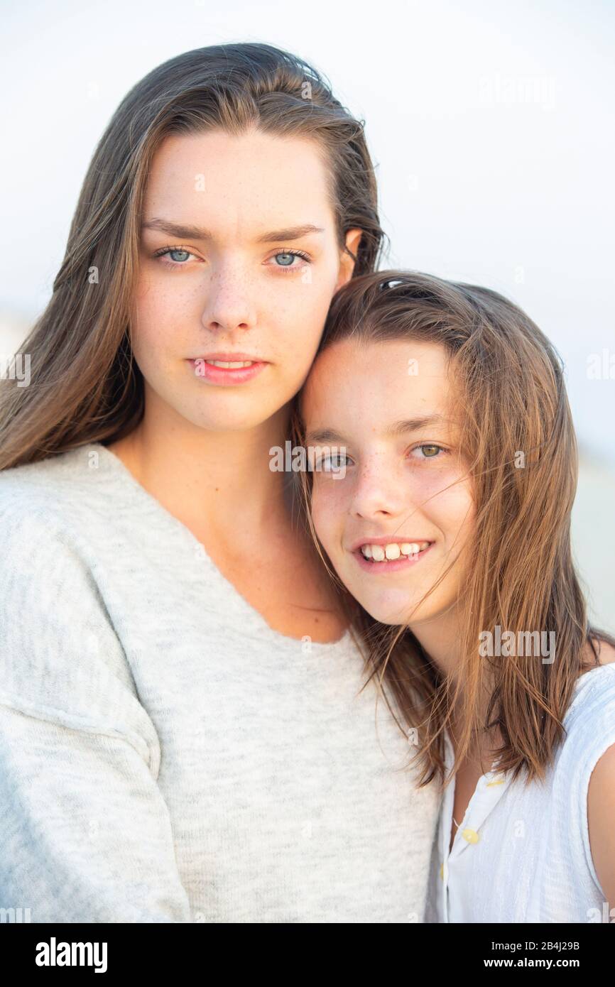 Siblings, portrait, hug Stock Photo