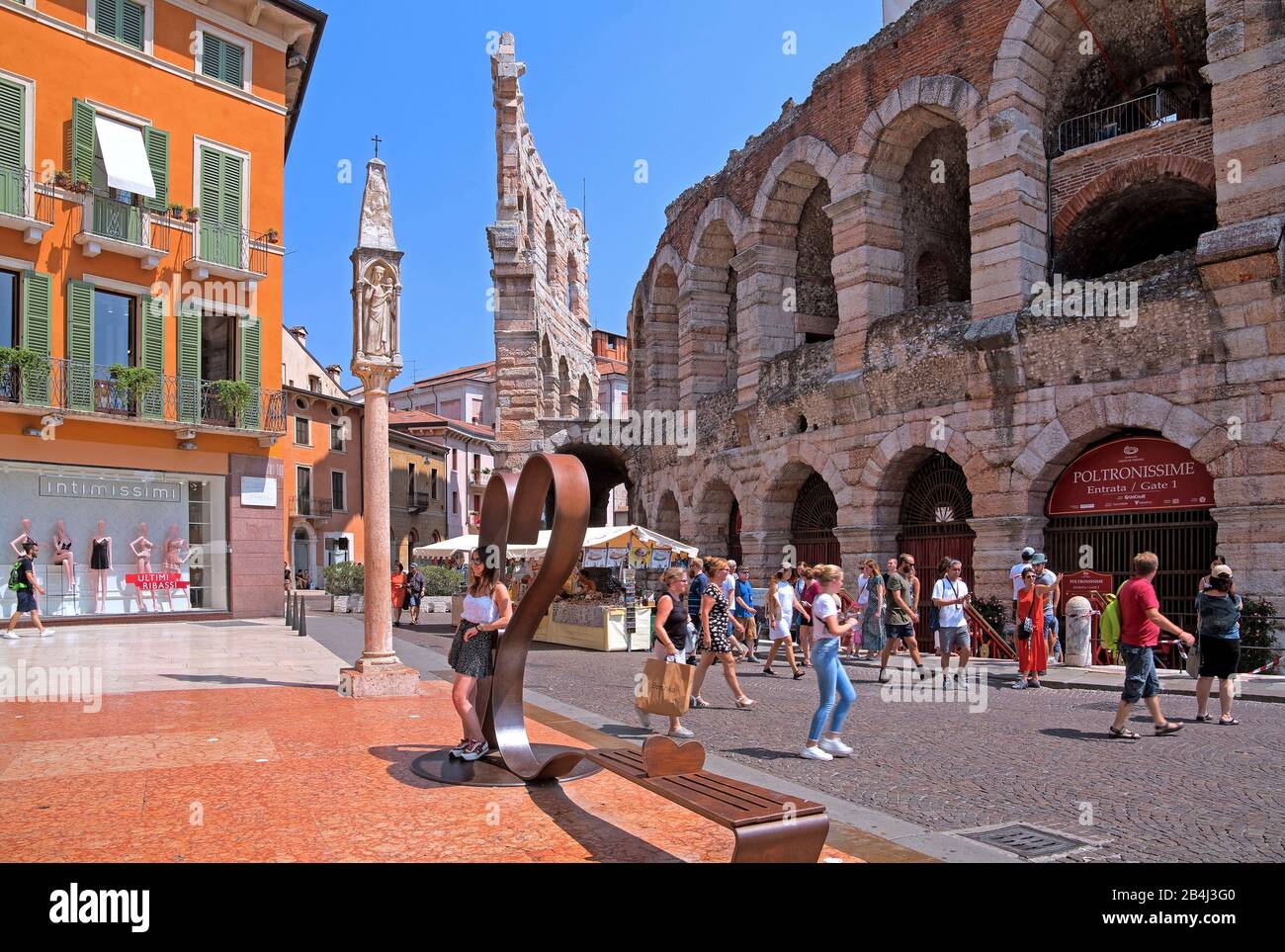 Piazza Bra with the Arena di Verona, Old Town, Verona, Veneto, Italy Stock Photo