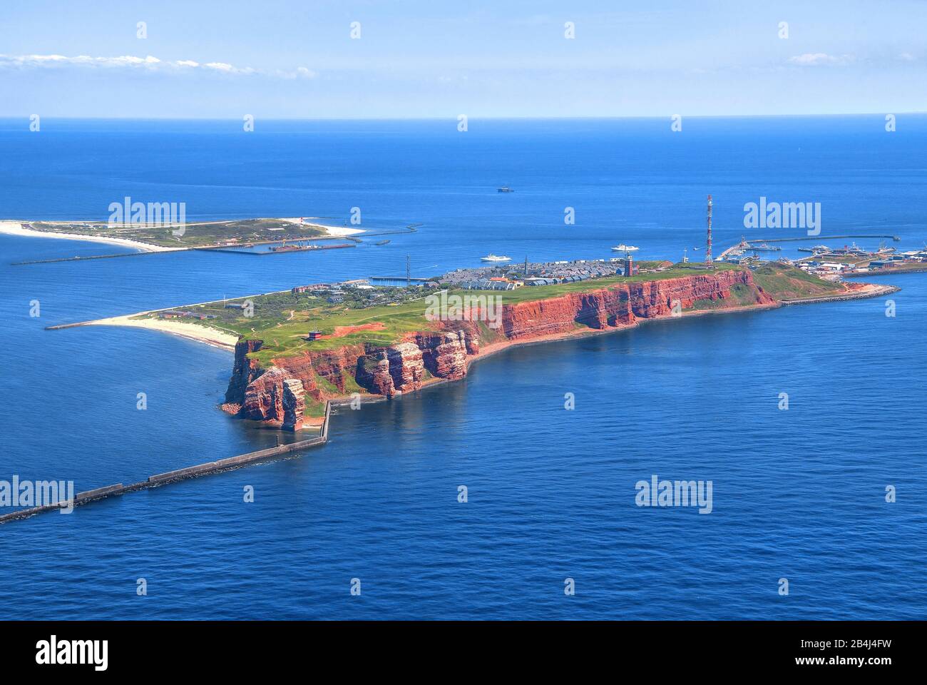 The island with the cliffs of the surf rock Lange Anna and the bath dune of northwest, Heligoland, Heligoland Bay, German Bight, North Sea Island, North Sea, Schleswig-Holstein, Germany Stock Photo