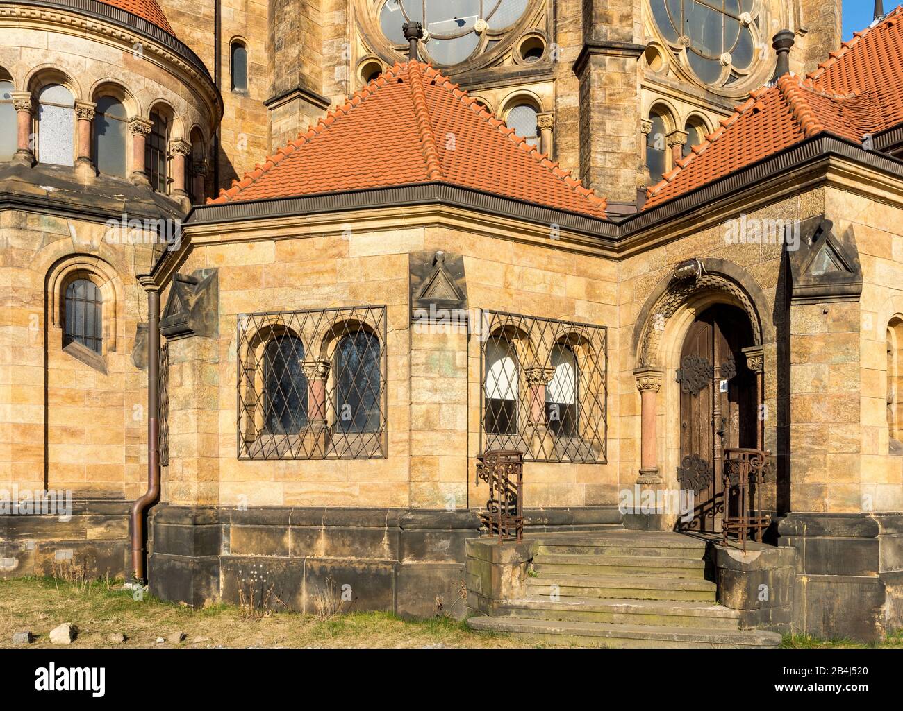 Germany, Saxony, Dresden, Simultaneous Church of St. Martin better known as the Garrison Church of St. Martin. Detail on the south side Stock Photo
