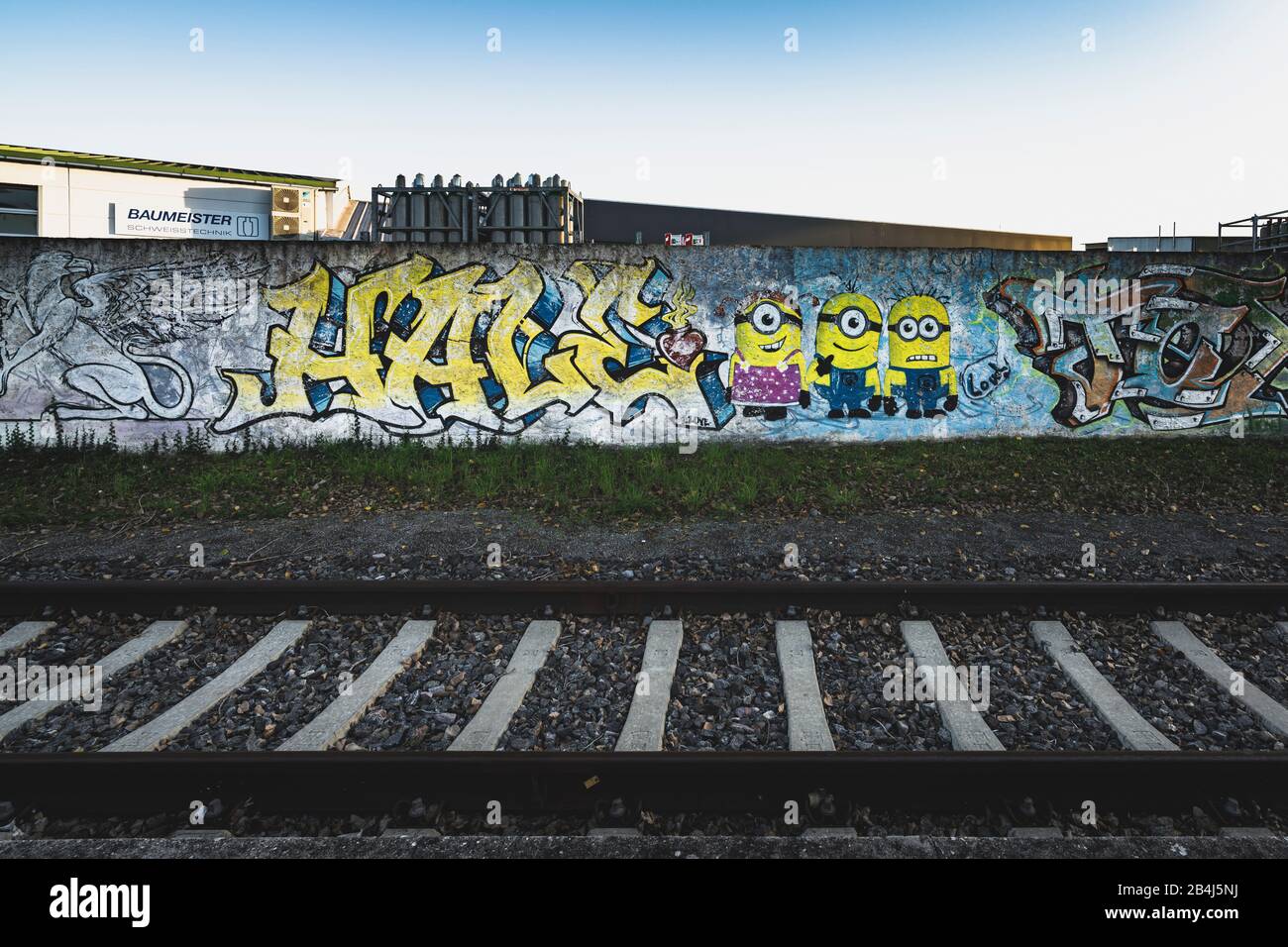 Graffiti, Urban, Streetart, Railway, Harbor, Rheinhafen, Karlsruhe, Germany, Europe Stock Photo