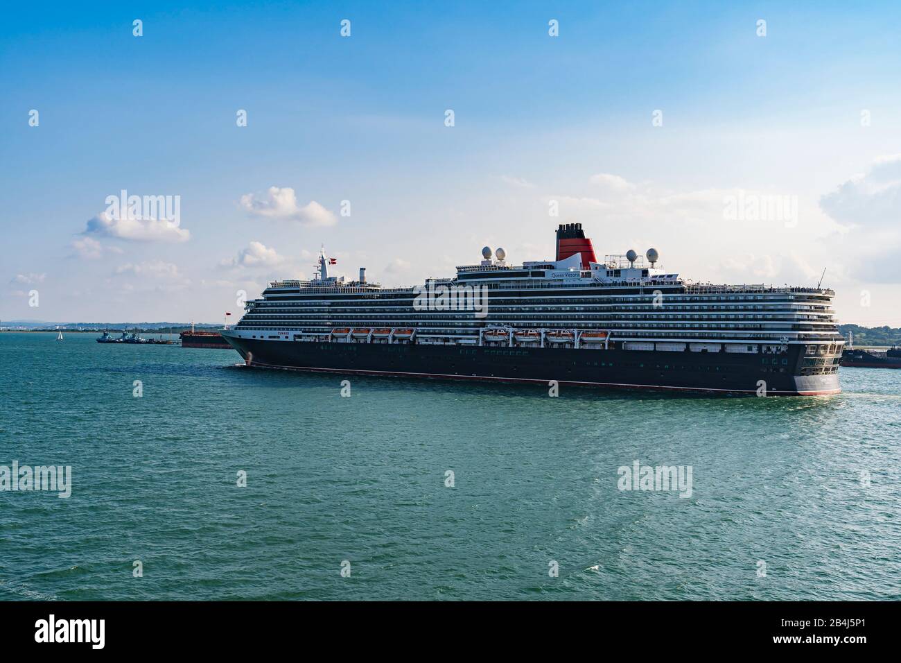 Ship, Cruise, Cunard, Queen Victoria, Southampton, United Kingdom, South Coast, England, Europe Stock Photo