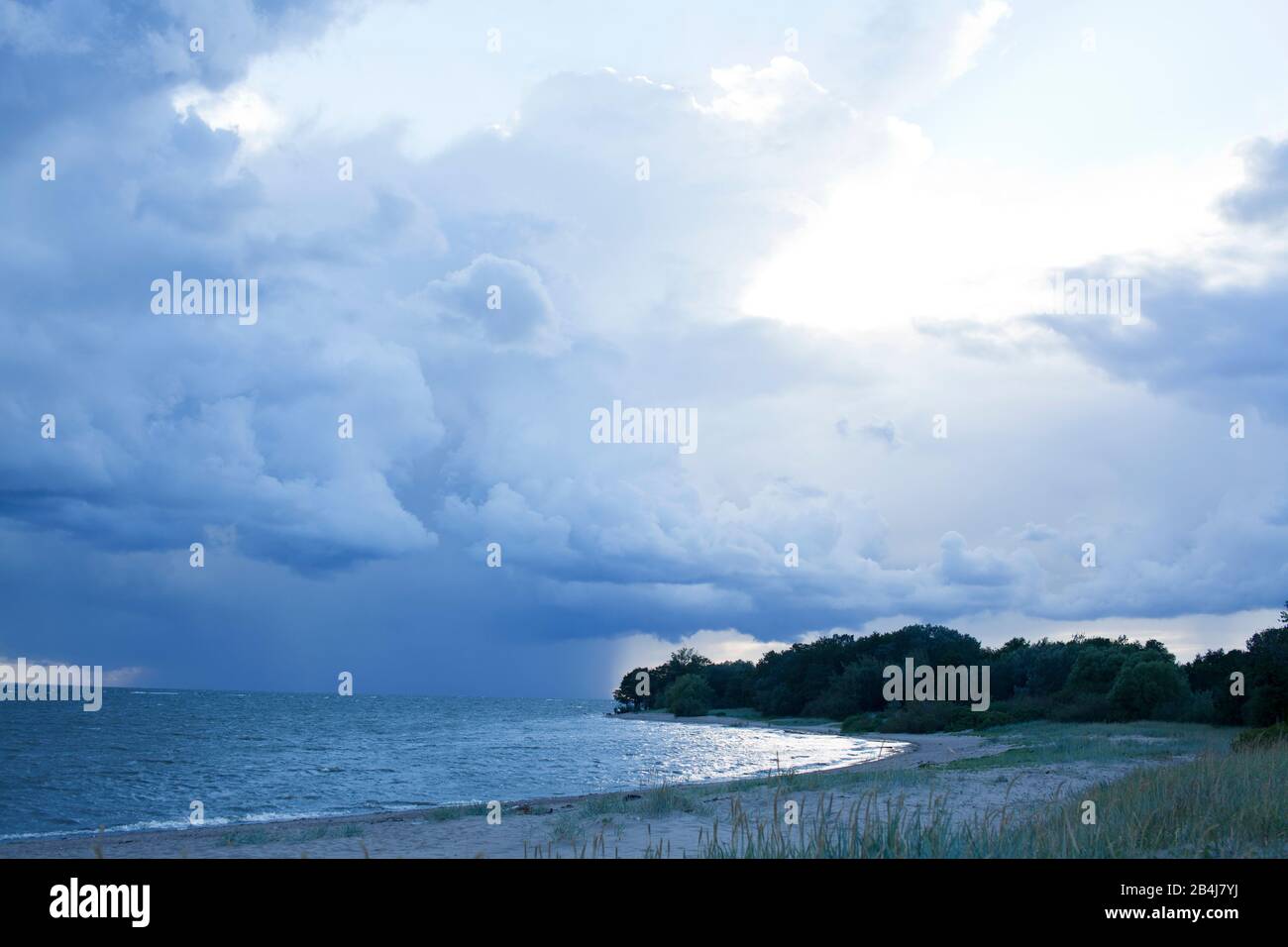 blue sky cloudy landscape, thunder on sea background Stock Photo - Alamy