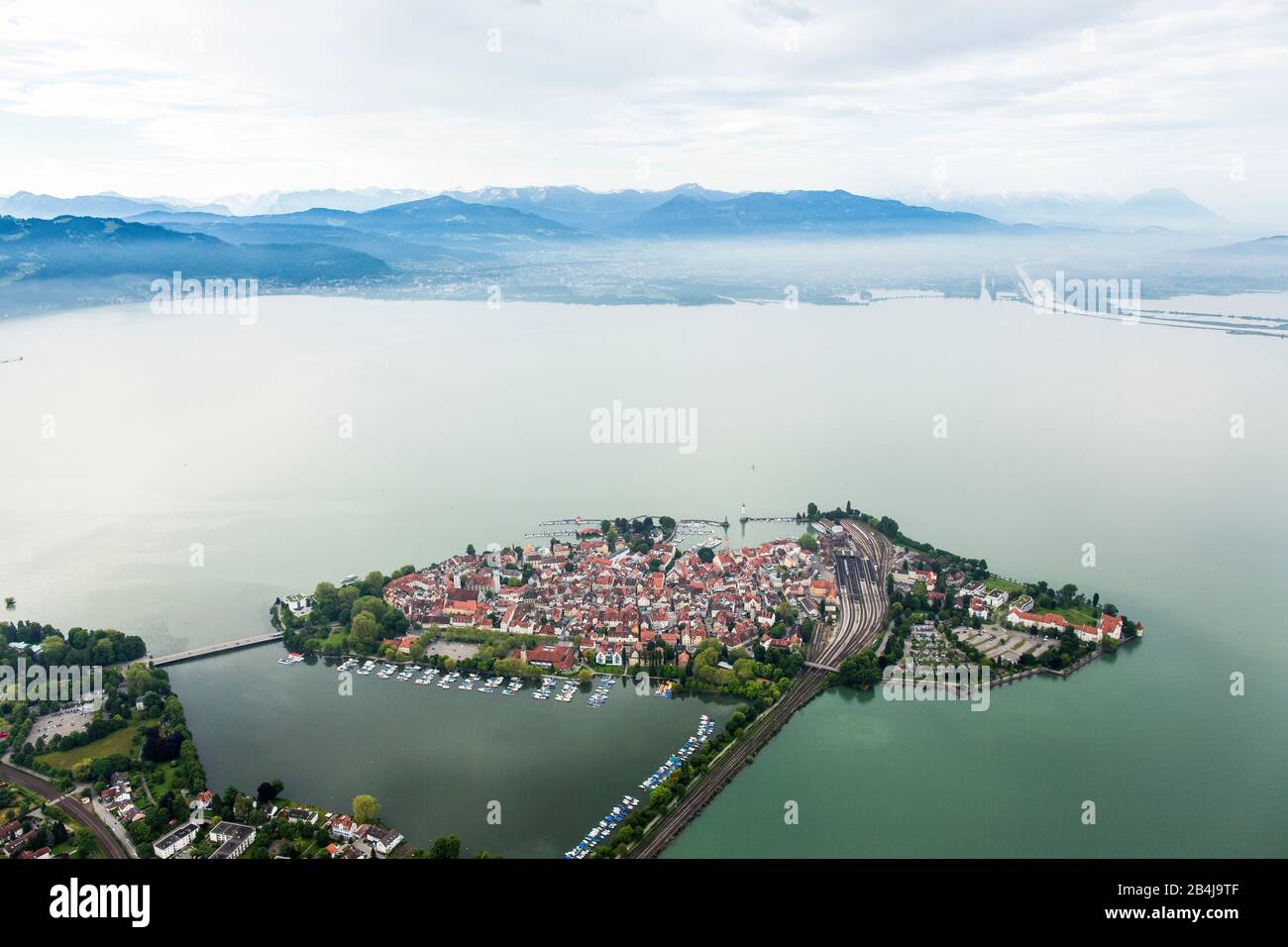 Germany, Bavaria, Lindau am Bodensee, island, rainy weather Stock Photo Alamy
