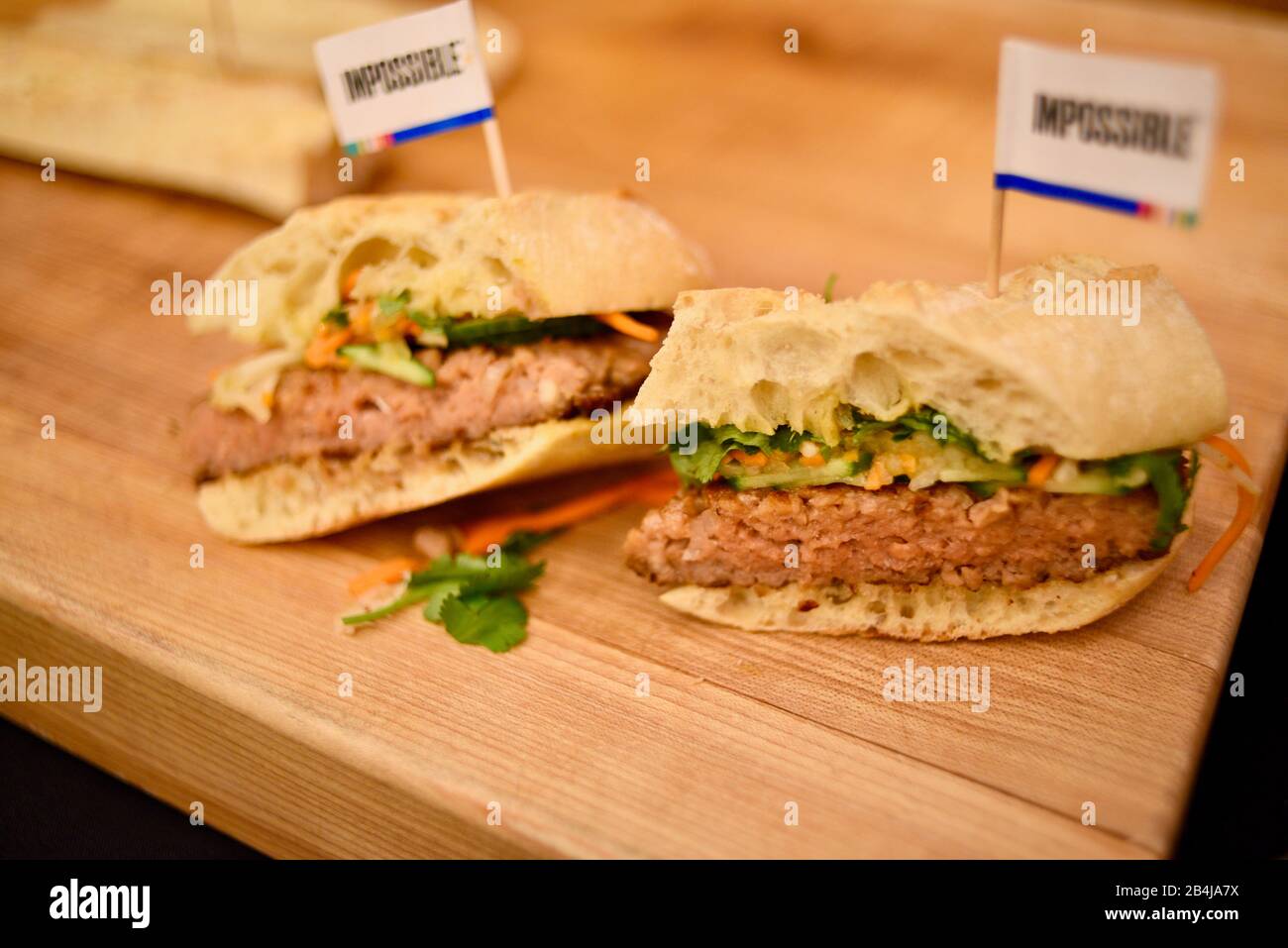 Cooked vegan, plantbased protein (fake meat) "pork" appetizers made with Impossible Pork