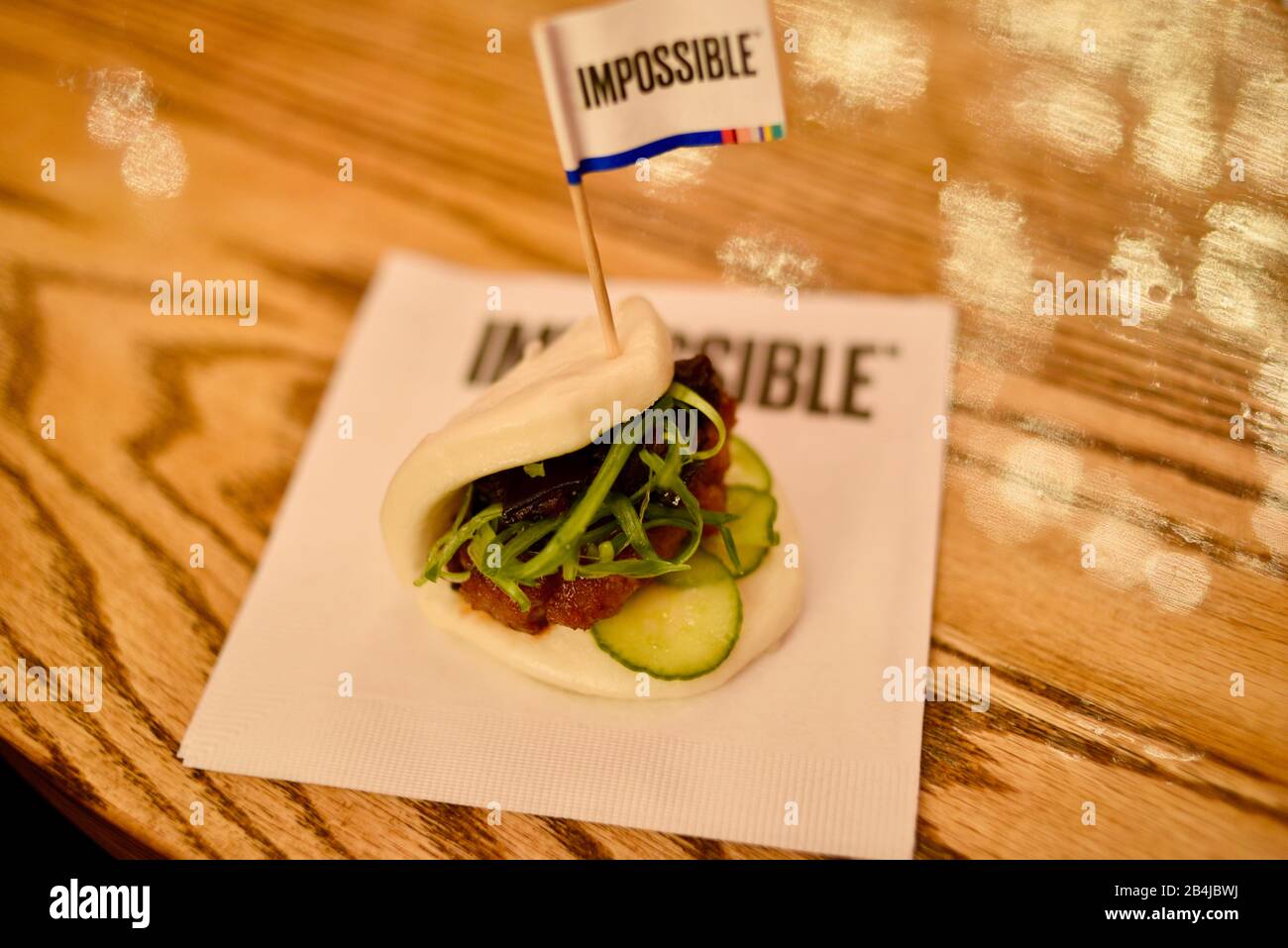 Plantbased protein (fake meat) "pork" appetizers made with Impossible