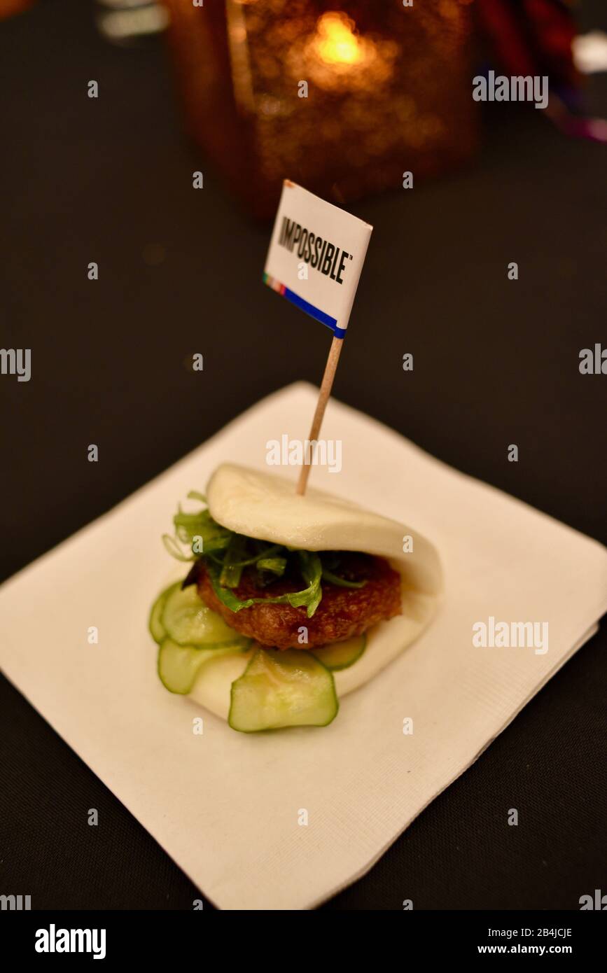 Plantbased protein (fake meat) "pork" appetizers made with Impossible