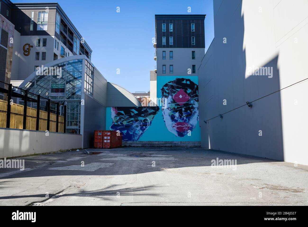 Streetview, Backyard, Streetart Graffiti in Christchurch Stock Photo