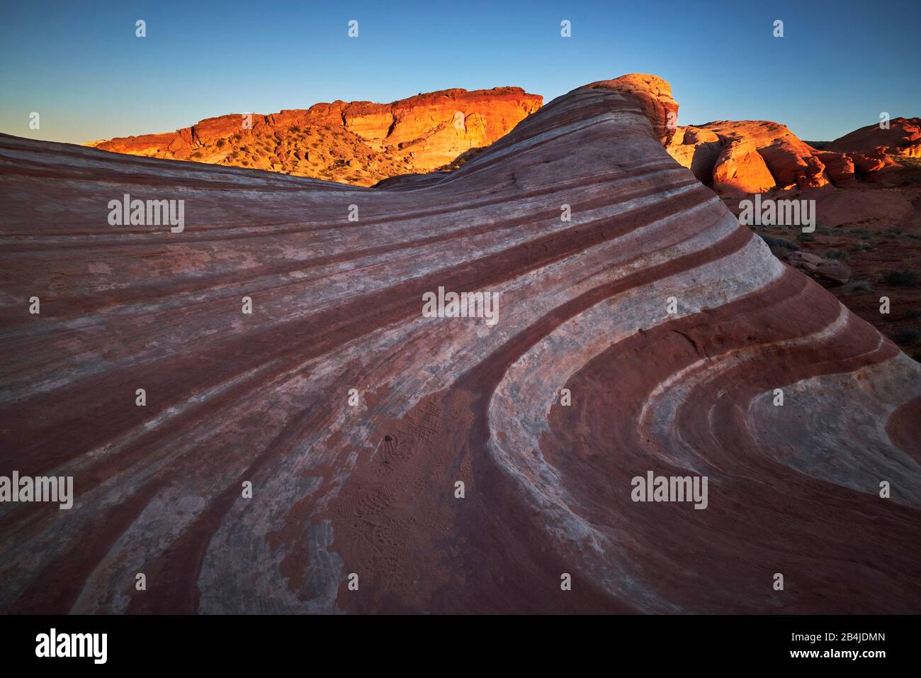 USA, United States of America, Nevada, Valley of Fire, National Park, Fire Wave Trail, Sierra Nevada, California Stock Photo