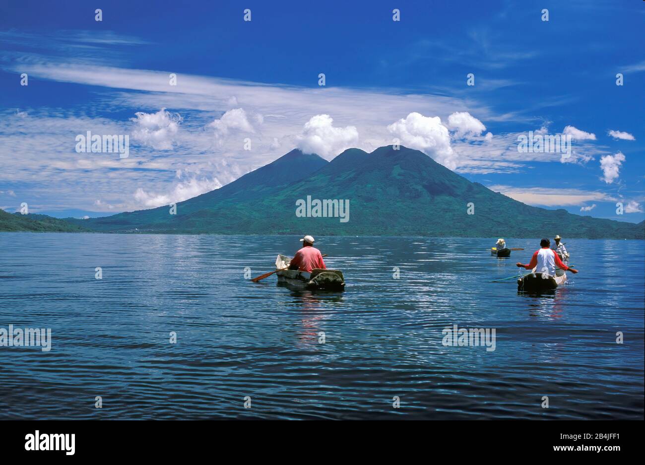 Fishing at Lake Atitlán, Guatemala Stock Photo