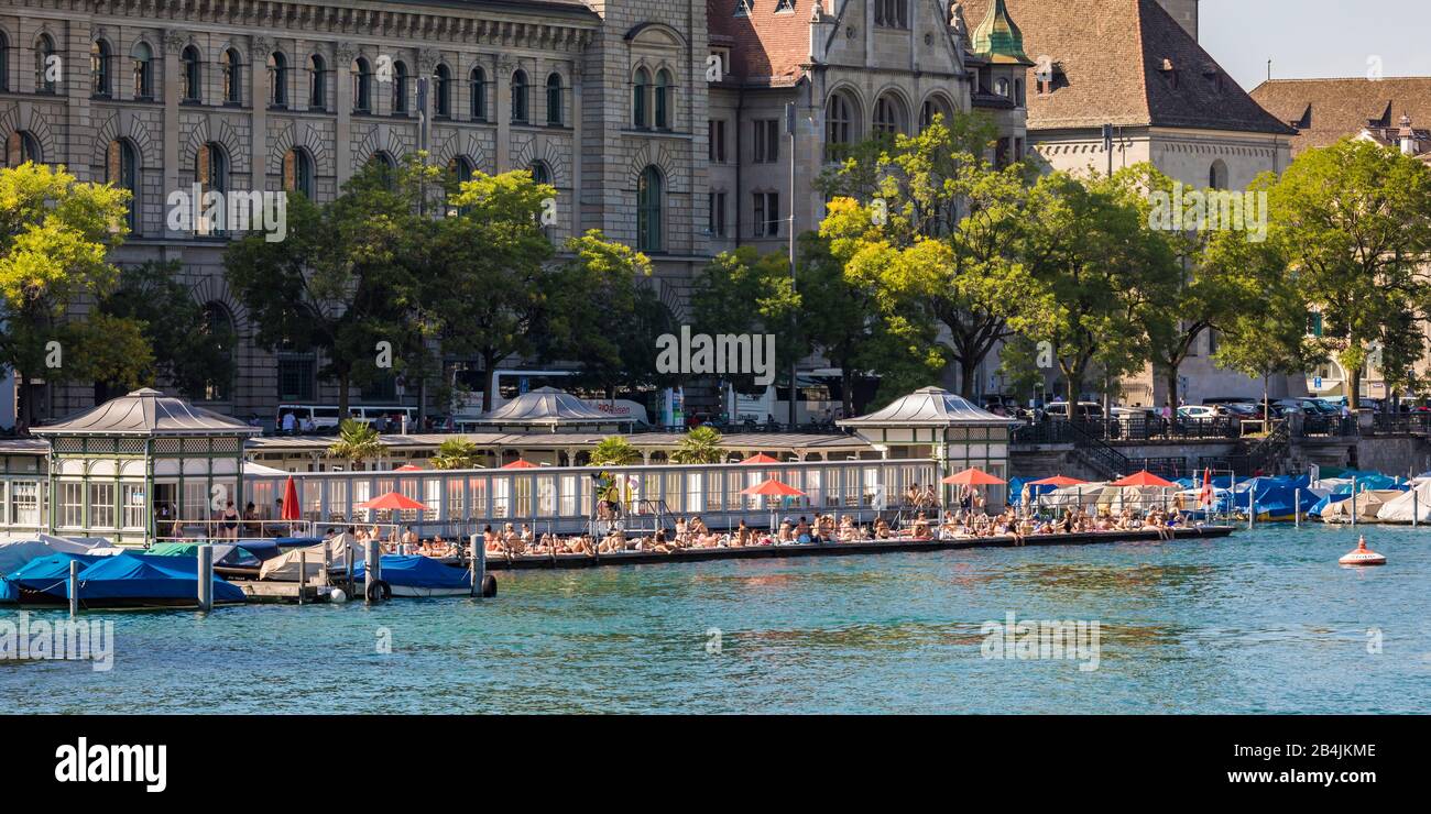 Switzerland, Canton Zurich, Zurich, Limmat, Frauenbad, river swimming pool Stock Photo