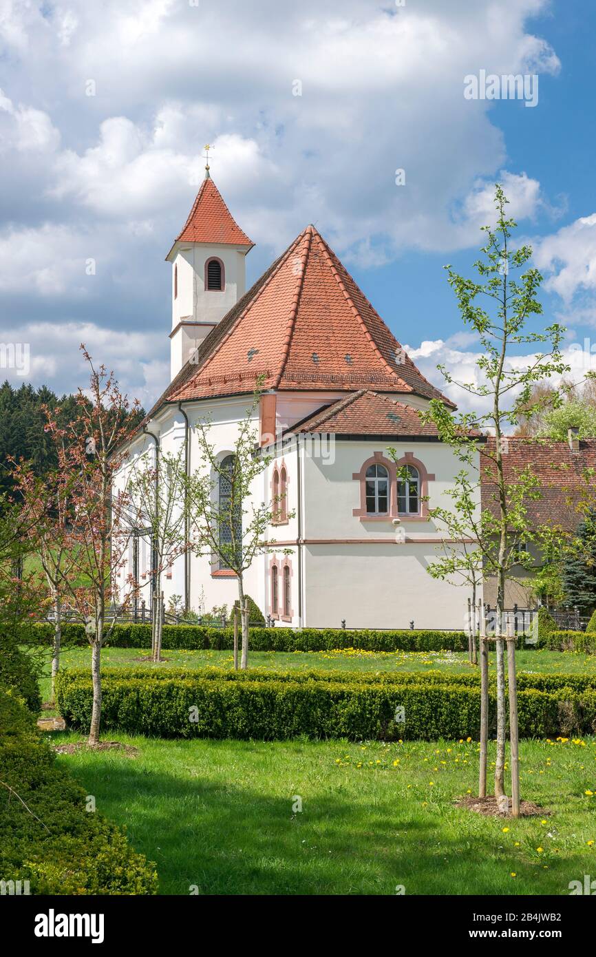 Germany, Baden-Wurttemberg, Waldachtal-Salzstetten, pilgrimage church to the Sorrowful Mother of God, place of pilgrimage, Former monastery Heiligenbronn in the district Salzstetten, a branch of the monastery Heiligenbronn near Schramberg. Stock Photo
