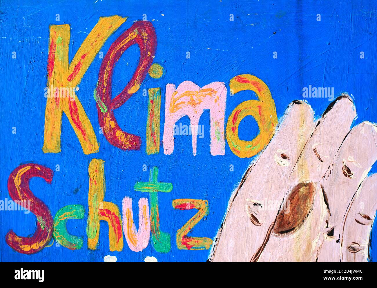 Colorful sign Klimaschutz, Germany Stock Photo