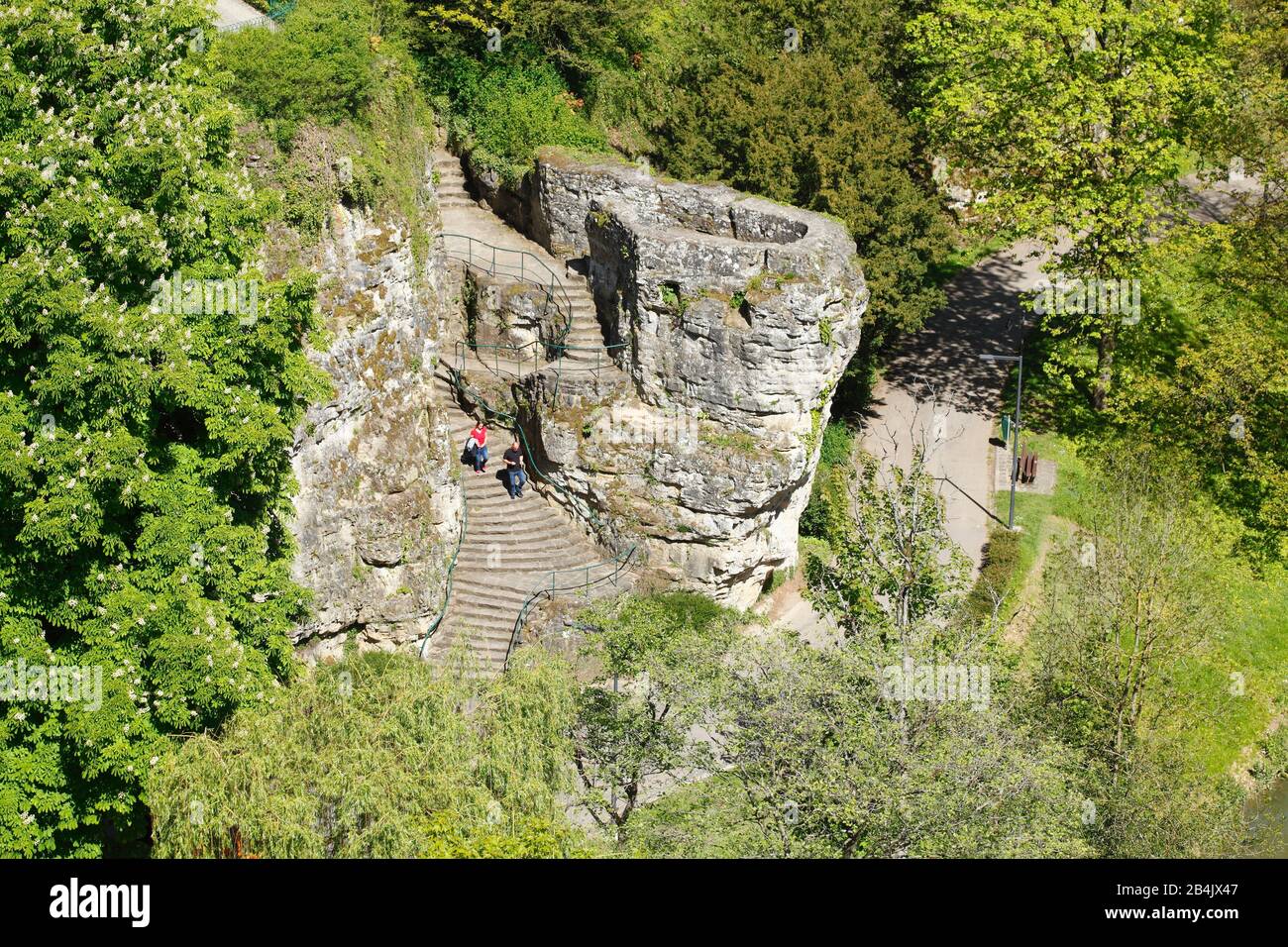 Fortress remains in the Petrusse valley, Luxembourg, Europe Stock Photo