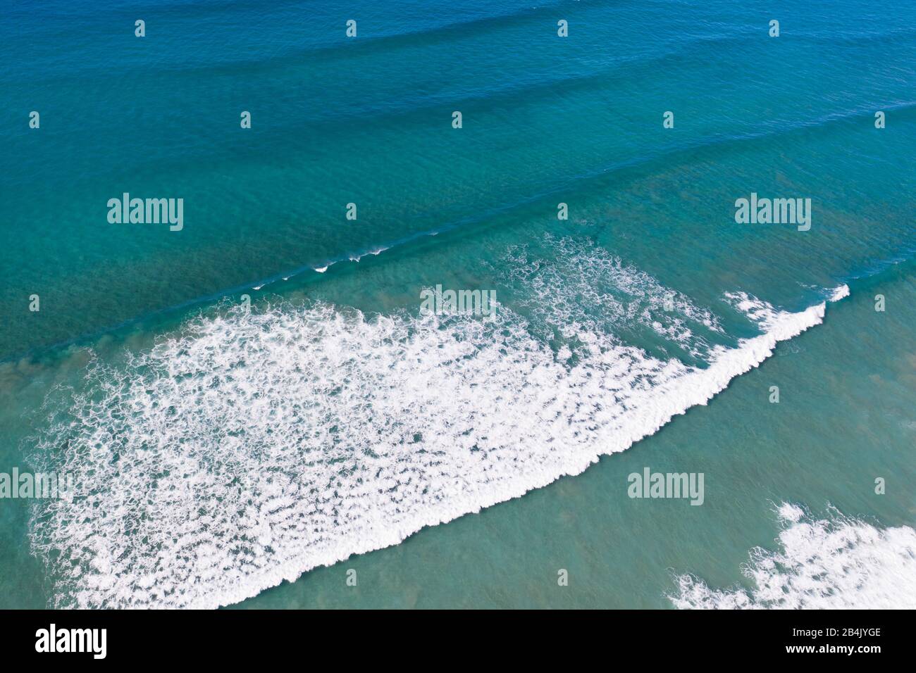 Sea waves, Playa Famara, drone shot, Lanzarote, Canary Islands, Spain Stock Photo