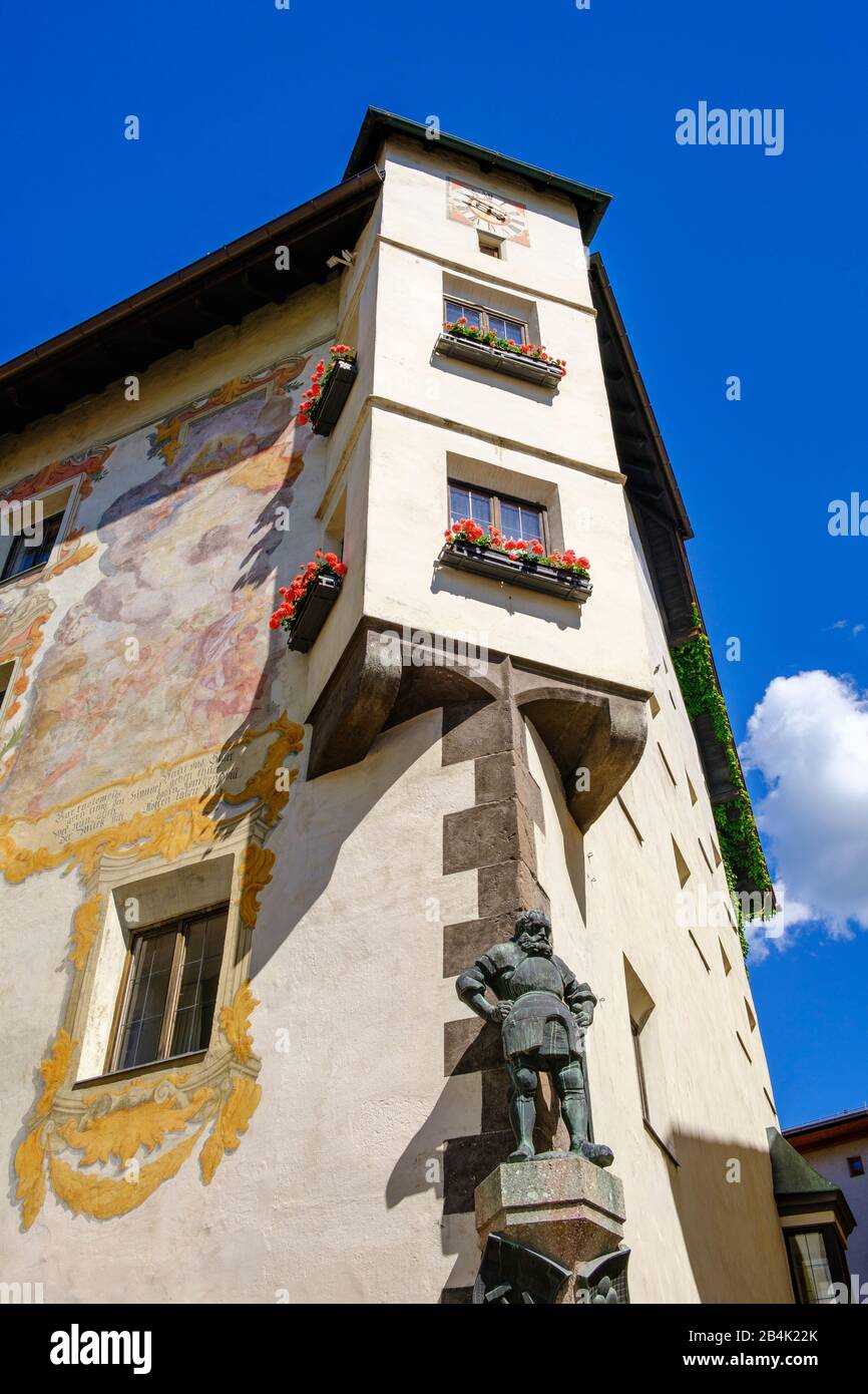 Bay window at the trading house, Rathaus, Schwaz, Inntal, Tyrol, Austria Stock Photo