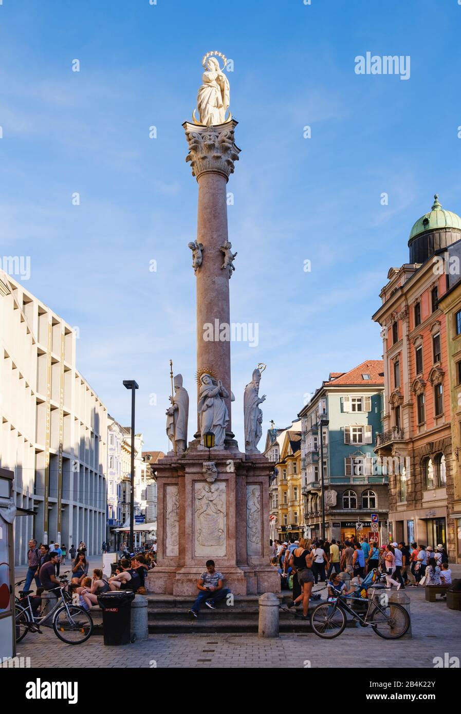 Anna's Column in Maria-Theresien-Straße, Innsbruck, Tyrol, Austria Stock Photo