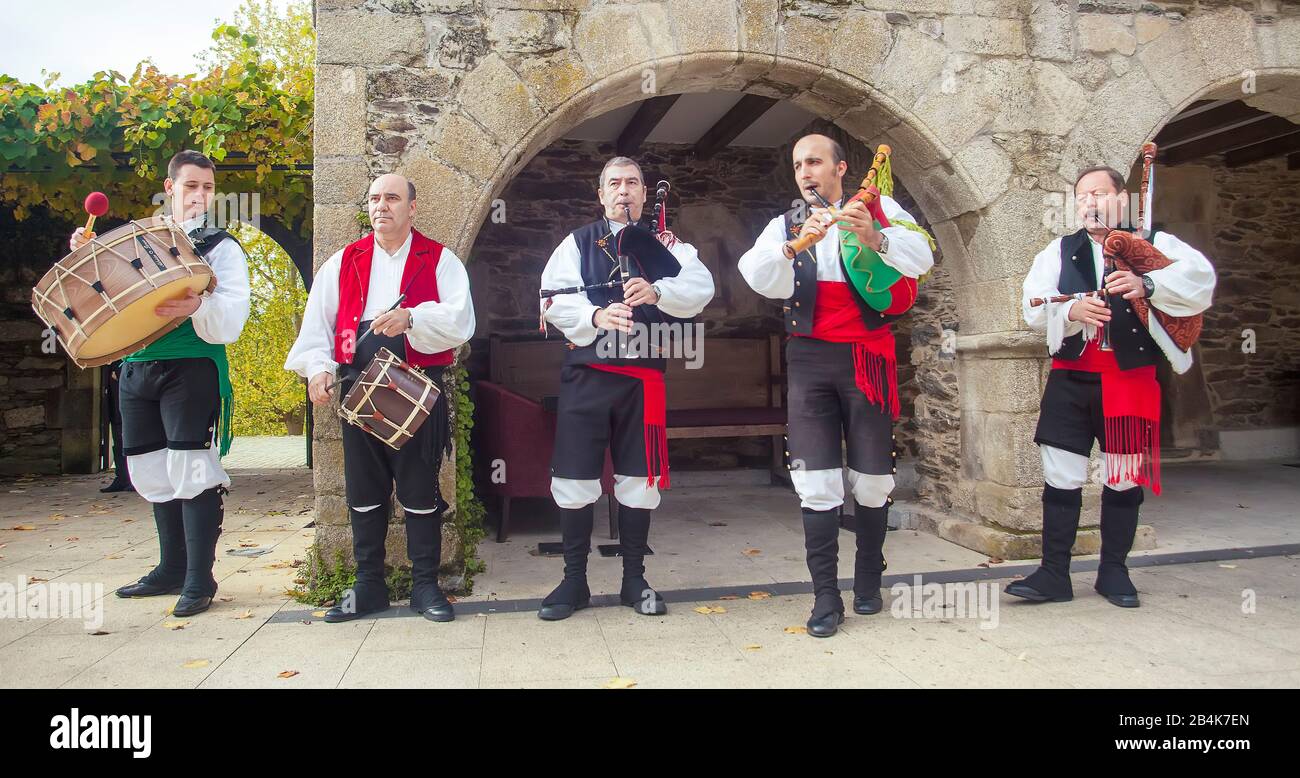 Traditional musicians, Galicia, Spain Stock Photo